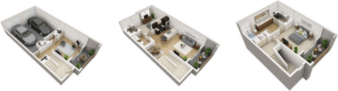 Townhome with Den and Garage Floor Plan